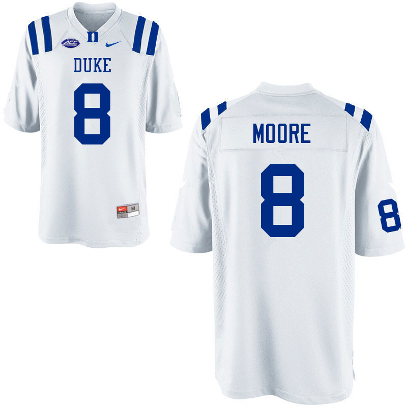 Men #8 Jordan Moore Duke Blue Devils College Football Jerseys Sale-White